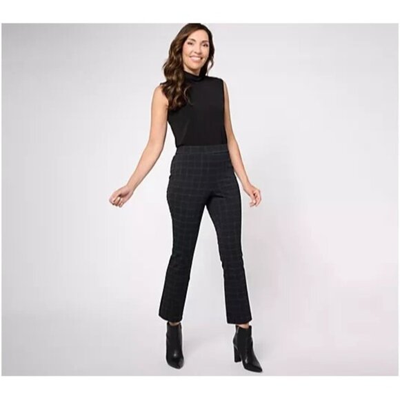 Isaac Mizrahi Live! Ponte Baby Bootcut Ankle Pant Pitch Black Petite 2X A609780 - Picture 1 of 3